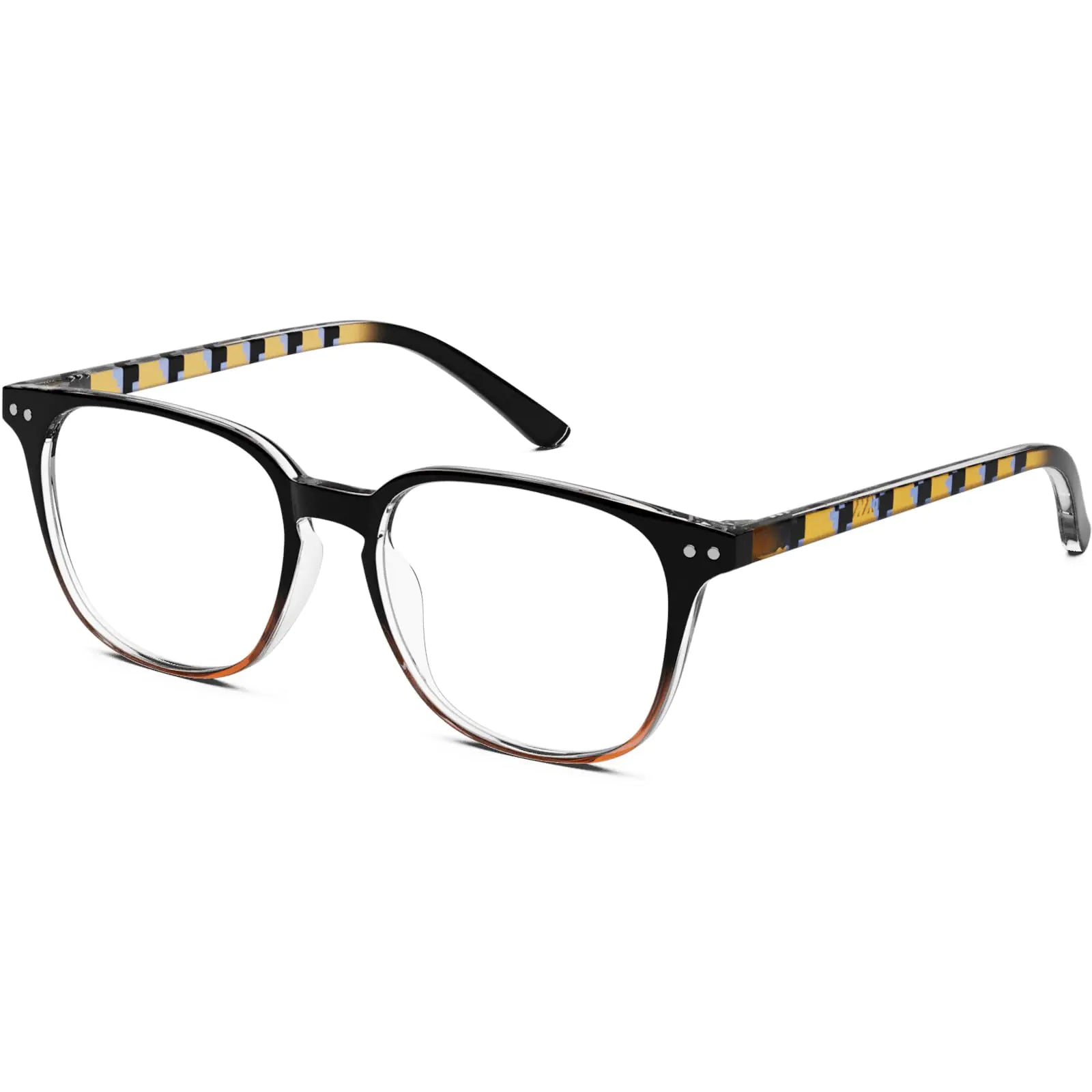 ZENNI Blue Light Glasses for Women Men - Square Glasses For Computer Gaming TV Phone - Reduce Eyestrain UV Glare (Black Pattern)