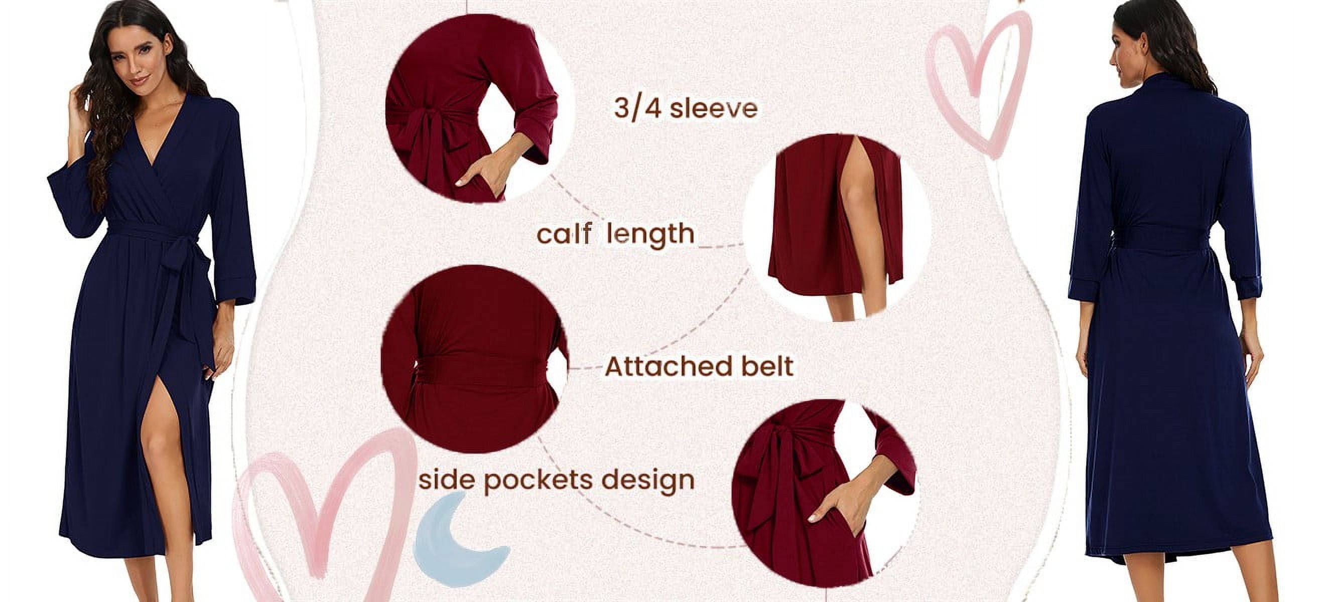 Women Kimono Robes Long Knit Bathrobe Lightweight Soft Knit Sleepwear Ladies Loungewear Spa Bathrobe