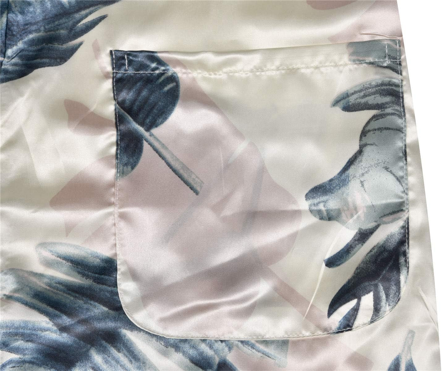 Women Long Silky Bathrobe Satin Kimono Robe Floral Printed Dressing Gown Sleepwear