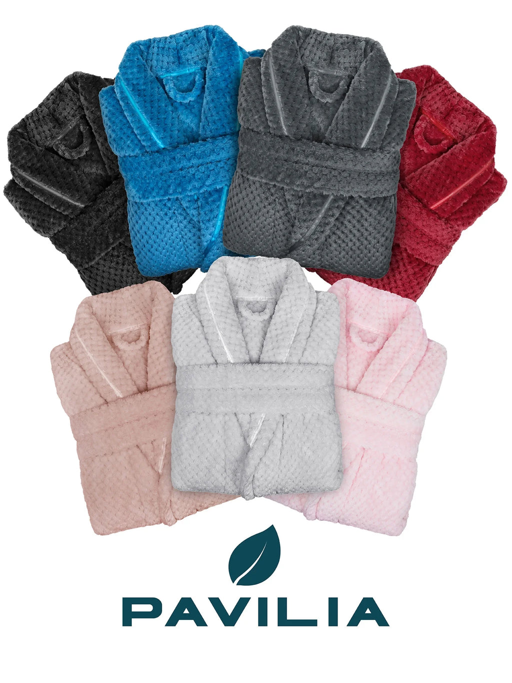 Women'S Waffle Textured Satin Trim Fleece Robe (Wine, L/XL (US 12-16))