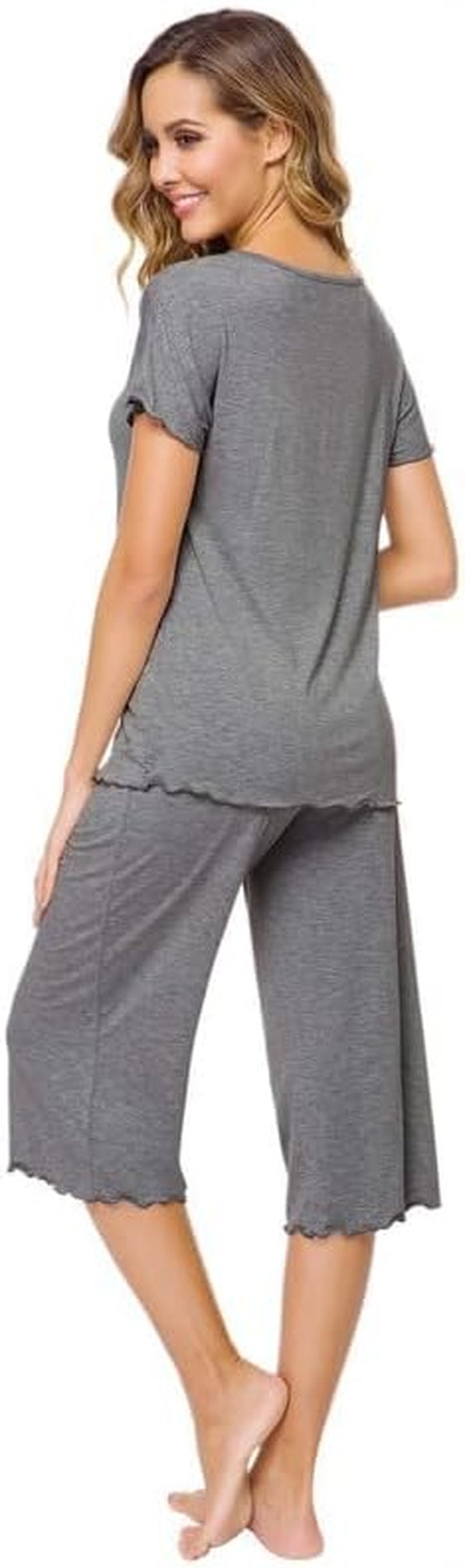 Bamboo Viscose Pajamas for Women Soft Capri Pants Pajama Sets plus Size Sleepwear Pjs Loungewear S-4X