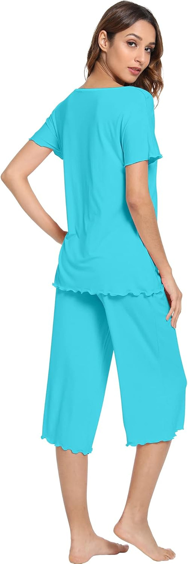 Bamboo Viscose Pajamas for Women Soft Capri Pants Pajama Sets plus Size Sleepwear Pjs Loungewear S-4X