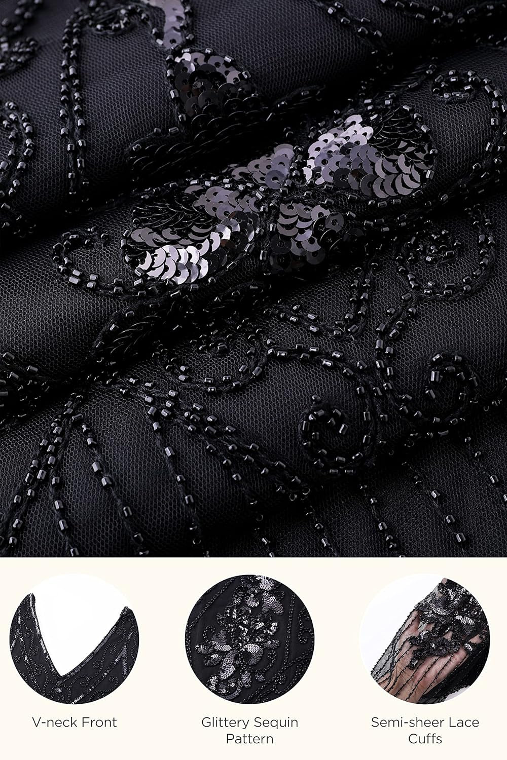 1920S Art Deco Fringed Sequin Dress Roaring 20S Flapper Fancy Dress