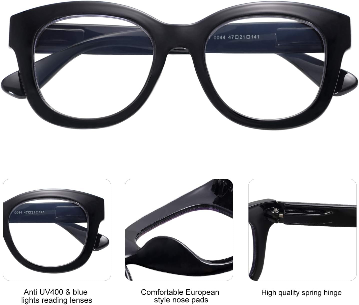 Retro Oversized Reading Glasses for Women Blue Light Blocking Computer Readers Spring Hinge AM6003