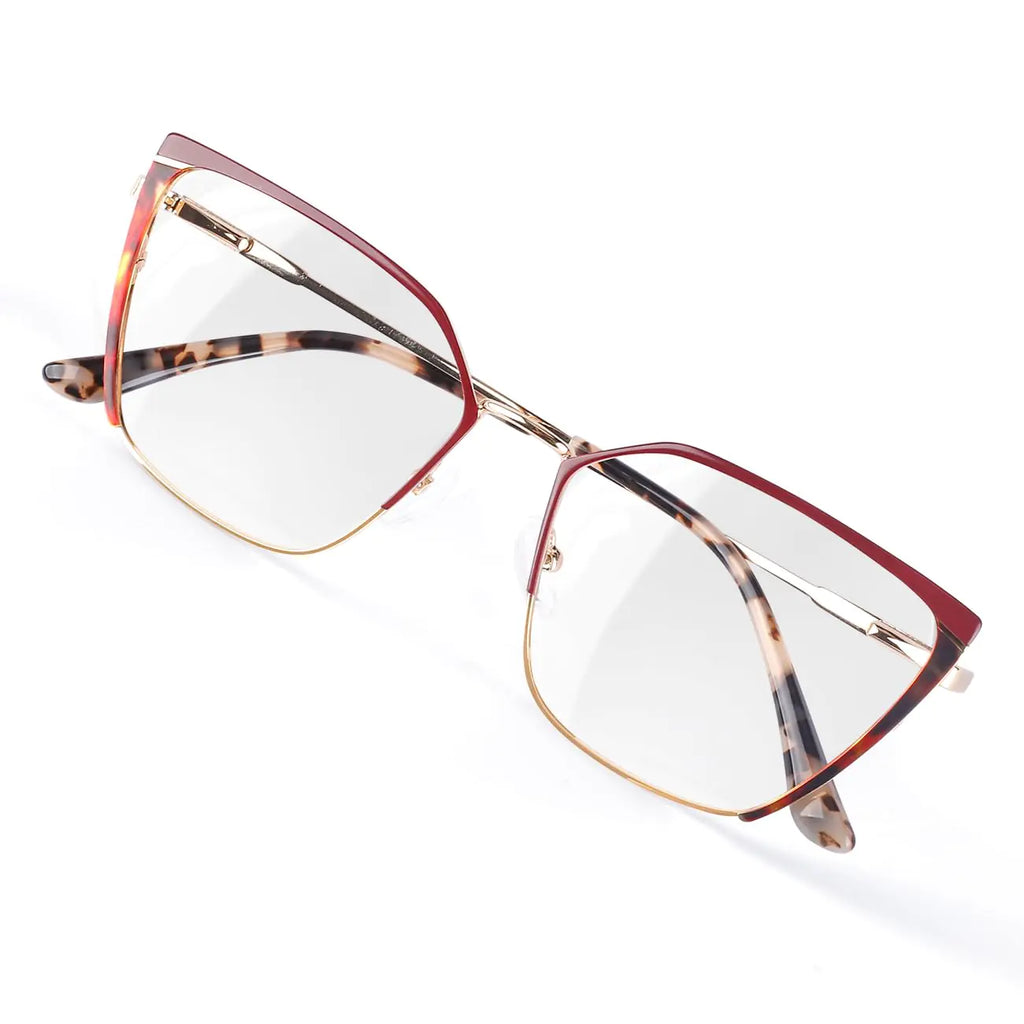 DOERAYMI Blue Blockers Glasses for Women blue light glasses for women oversized - Stylish Leopard Print Comfort and Eye Protection Red