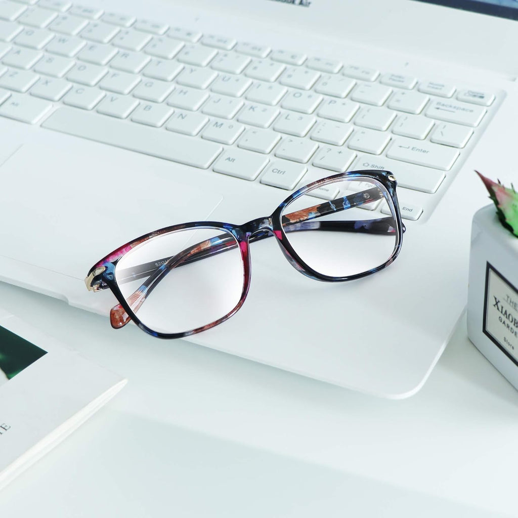 Blue Light Blocking Glasses for Women, anti Eyestrain, Computer Reading, TV Glasses, Stylish Square Frame, anti Glare(No Magnification)