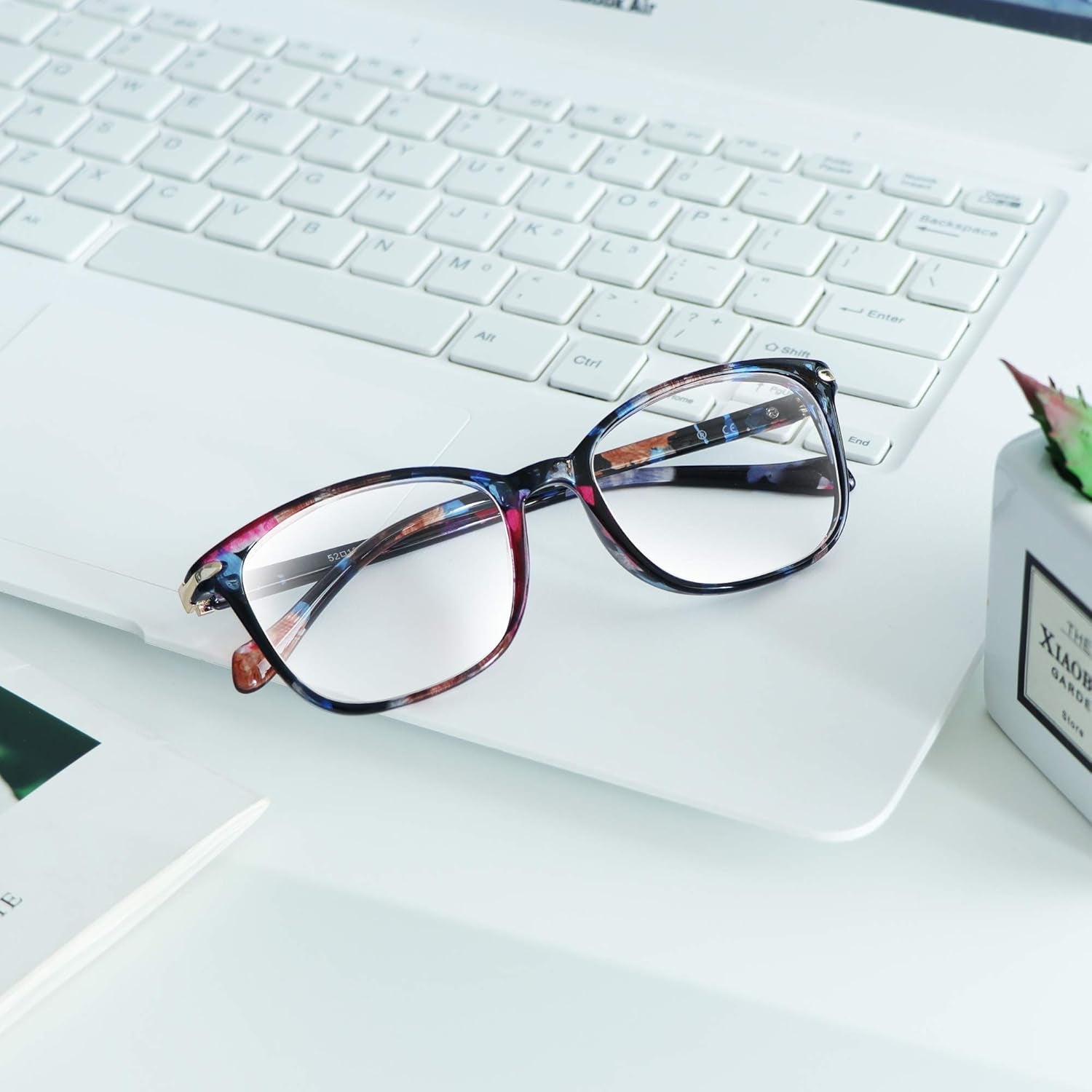 Blue Light Blocking Glasses for Women, anti Eyestrain, Computer Reading, TV Glasses, Stylish Square Frame, anti Glare(No Magnification)