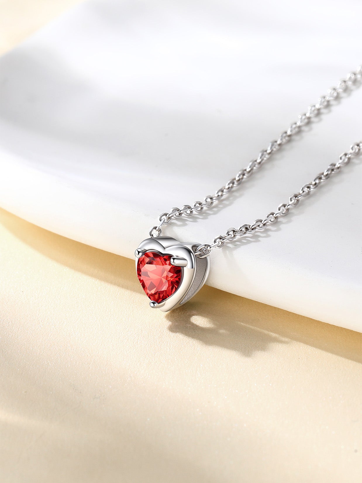 Silver Necklace 925 Sterling Silver Birthstone Love Heart Necklace Valentine'S Day Gift for Her