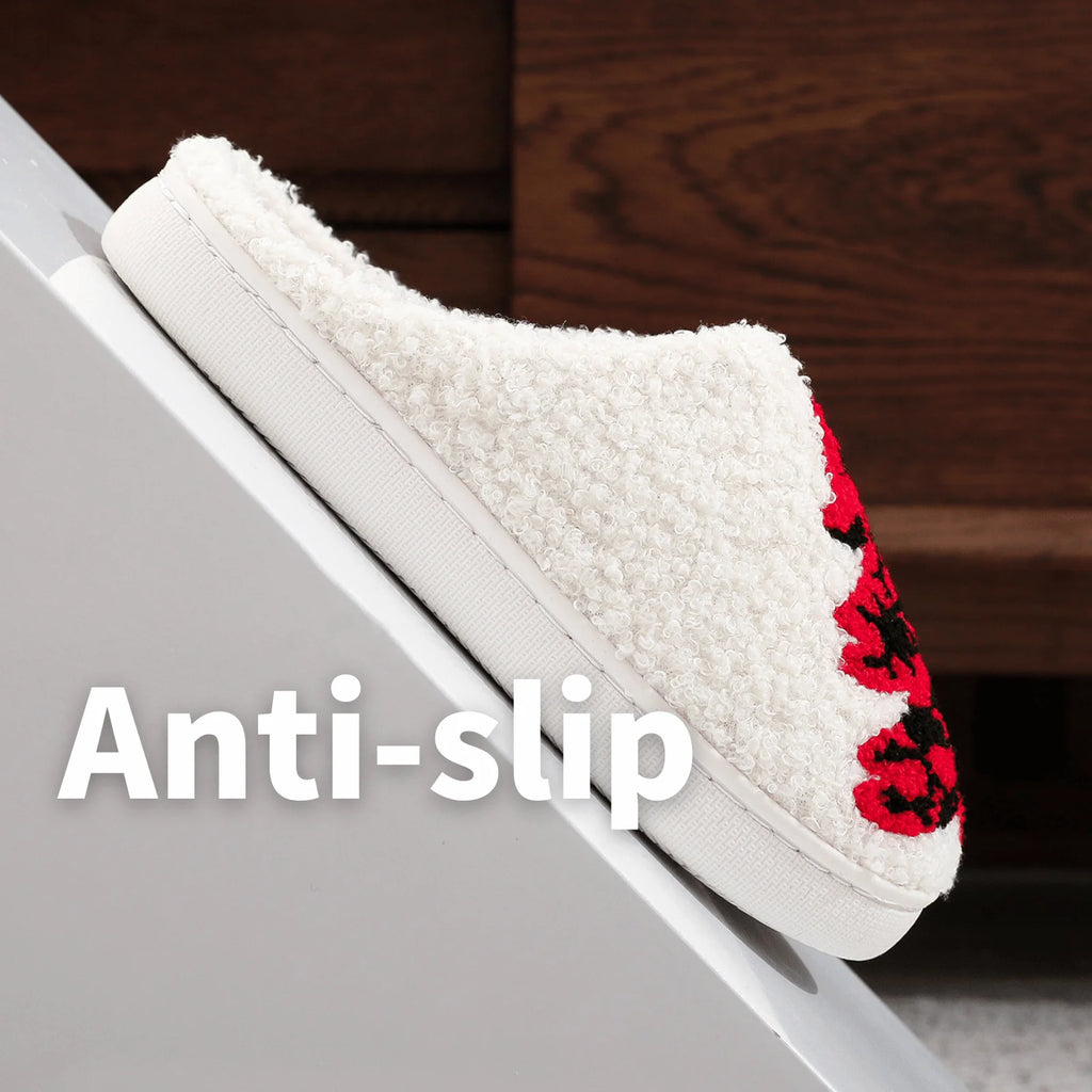 Christmas Reindeer Slippers for Womens Mens Plush Warm Santa Claus Slippers Fuzzy House Slippers Christmas Gifts for Girls Women Girlfriend