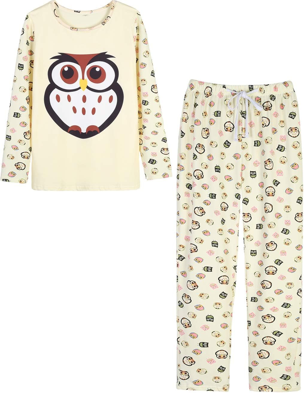 Women Pajamas Cute Christmas Bear Sleepwear Long Sleeve Stripes Loungewear