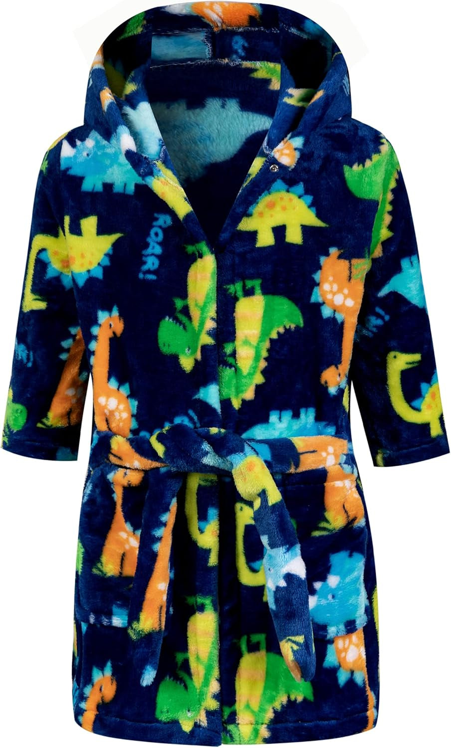 Boys Girls Robe Toddler Hooded Cartoon Dinodaur Plush Bathrobe for Boys Girls
