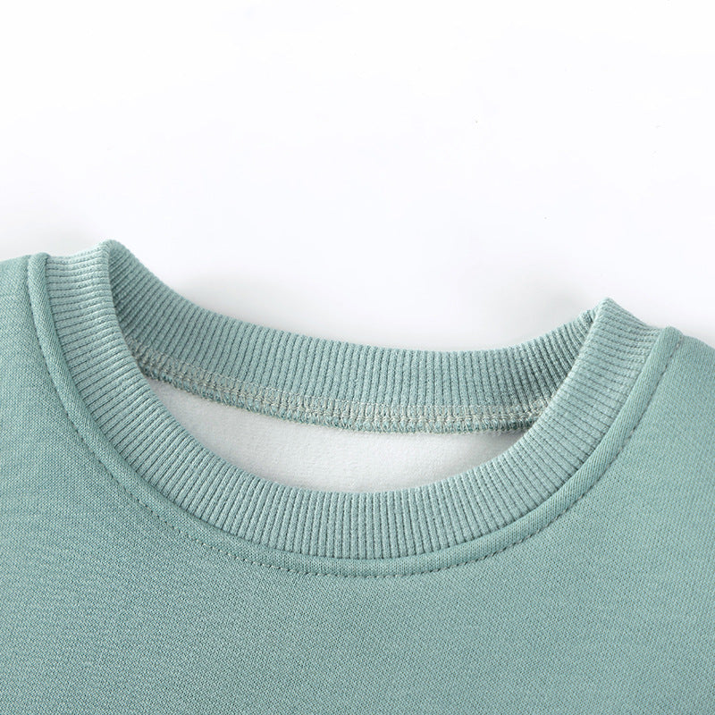 Spring and Autumn Girls Animals Cartoon Pattern Long Sleeves Sweatshirt and Floral Pants Christmas Clothing Set